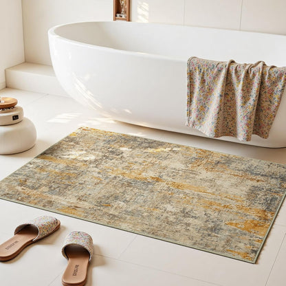 Ompaa 2x6 Rug Runners for Hallways Kitchen Runner Rug Non Slip Washable Grey Long Runner Rugs with Rubber Backing Soft Abstract Carpet Runner for Hallways, Kitchen, Bedroom, Bathroom, Entryway - Colors B