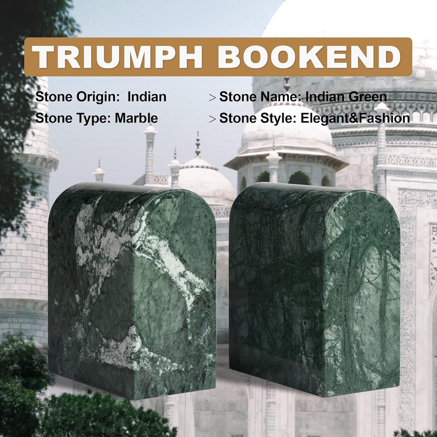 Koville African Natural Marble Bookends for Shelves, Non-Slip Book Ends, 13LBS Ultra Heavy Duty Marble Book Holder Organizer, Apartment Decor for Movies/CD/Video Games(Namib Fantasy)