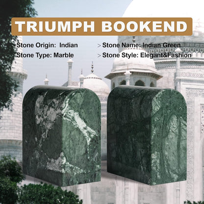 Koville African Natural Marble Bookends for Shelves, Non-Slip Book Ends, 13LBS Ultra Heavy Duty Marble Book Holder Organizer, Apartment Decor for Movies/CD/Video Games(Namib Fantasy)