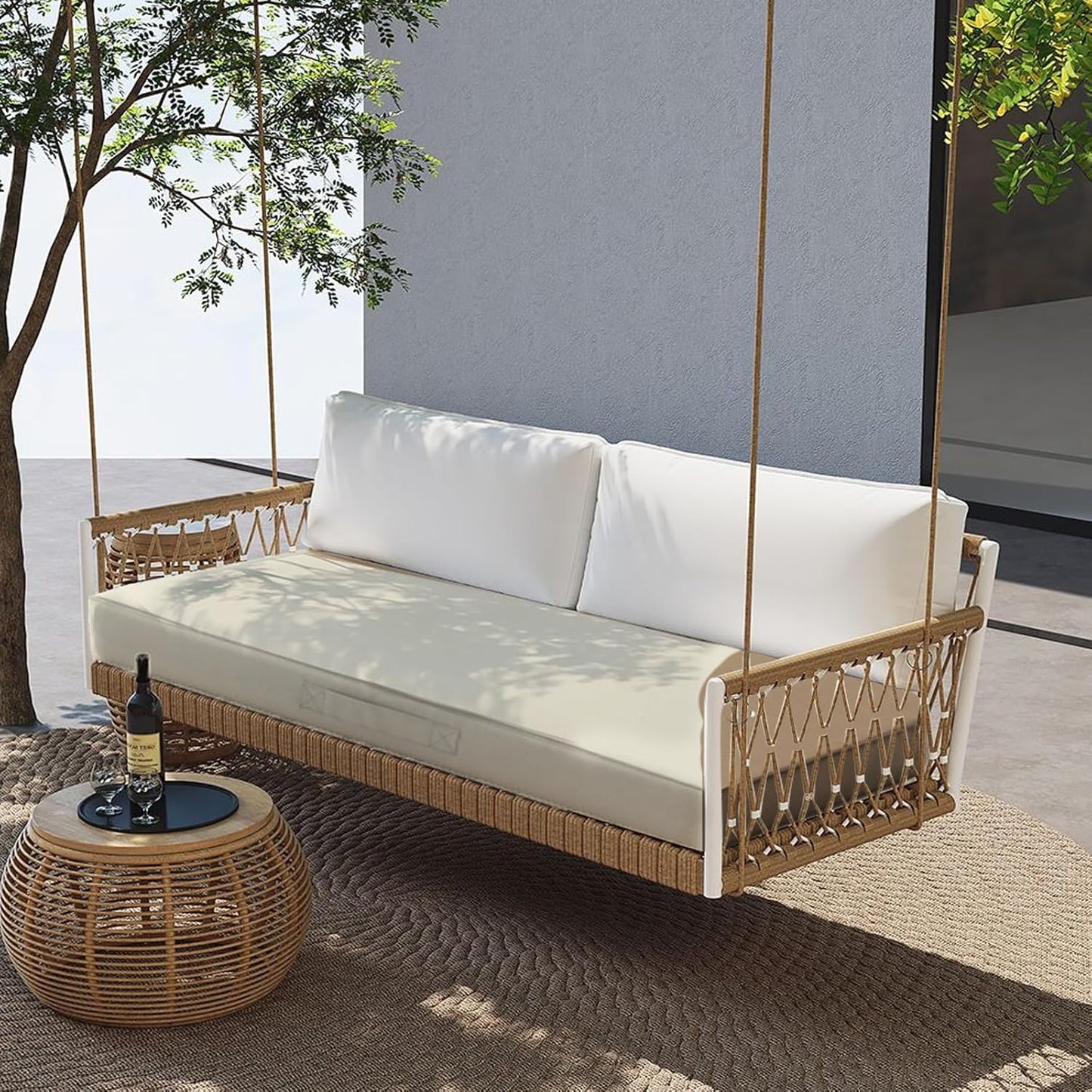 Outdoor Bench Cushion 48x18 Inch Waterproof with Memory Foam,Patio Bench Cushions for Outdoor/Indoor Furniture Porch Swing Cushion with Handle and Adjustable Strap,Navy Bule