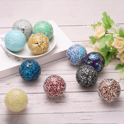 uxcell 3Pcs Decorative Glass Balls 2.36 Inch Orbs Centerpiece Balls Mosaic Glass Ball Sphere for Decor Bowls Vases Dining Table Party, Dark Blue