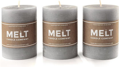 Melt Candle Pillar Candles, 3 Pack - Unscented Candles for Home, Church, Weddings, & More - 3" x 4", Ivory