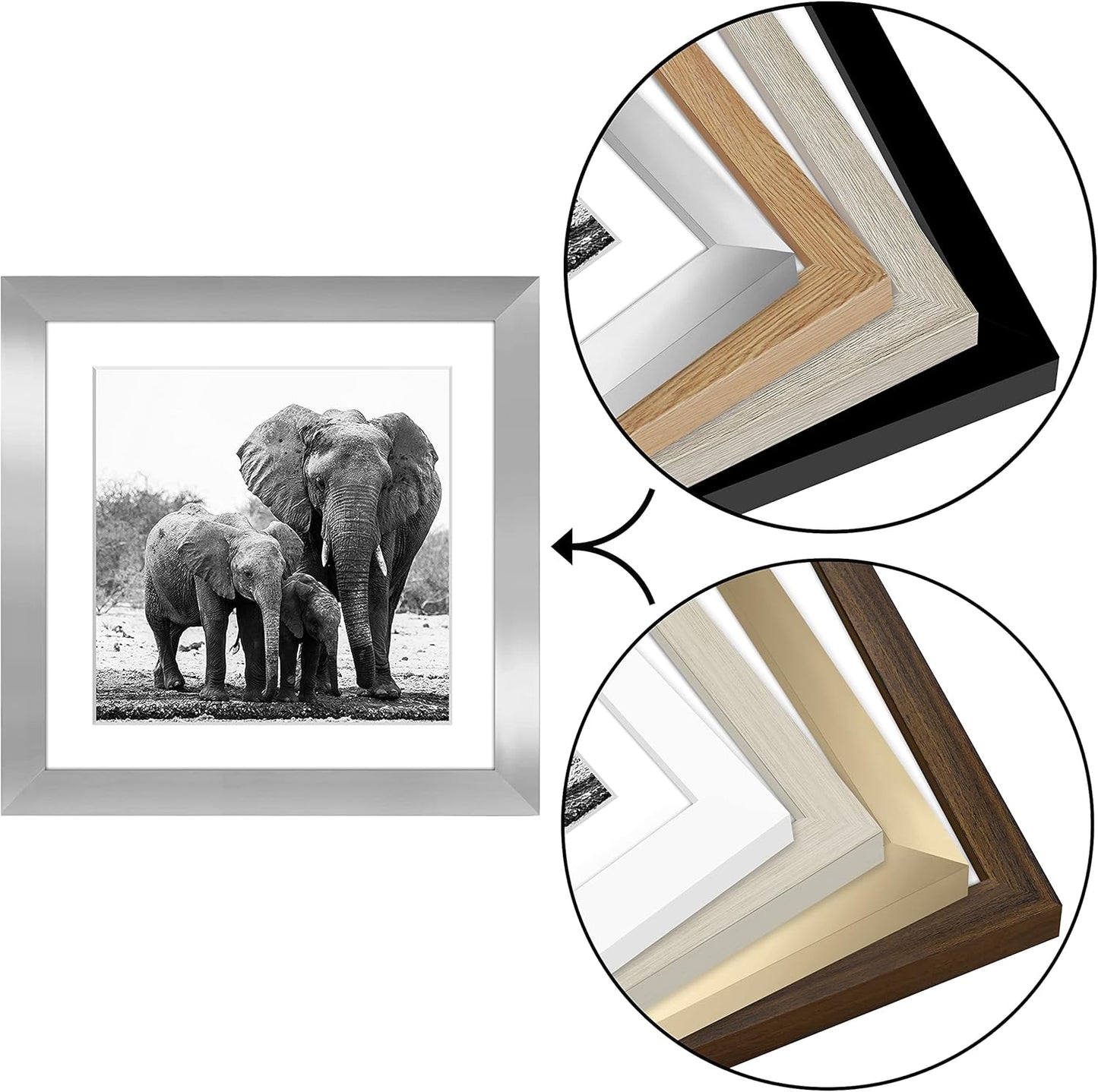 Americanflat 8x10 Picture Frame with Shatter-Resistant Glass - Use as 5x7 Frame with Mat or Display 8x10 Photo Without Mat - Signature Collection - Picture Frames for Tabletop and Wall Display - Black