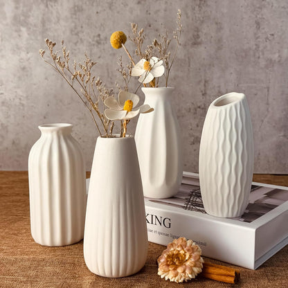 White Vases Set of 10, Small Ceramic Flower Vases Bulk Bud Vases for Wedding Table Centerpieces Decor Pampas Grass Modern Boho Home Party Decor DIY Gift