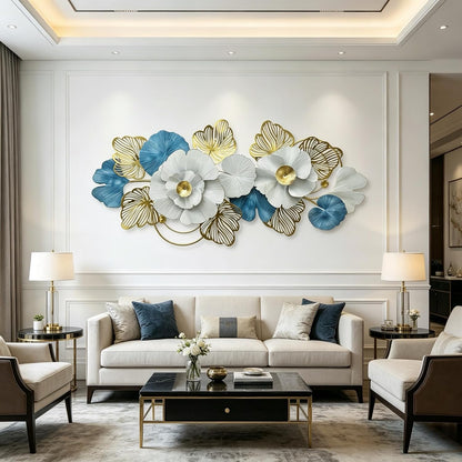 Roivikis Large Metal Wall Art Decor, 3D Abstract Lotus Leaves Wall Handcrafted Modern Decoration for Indoor Outdoor for Living Room, Bedroom, Entryway 52" x 24"