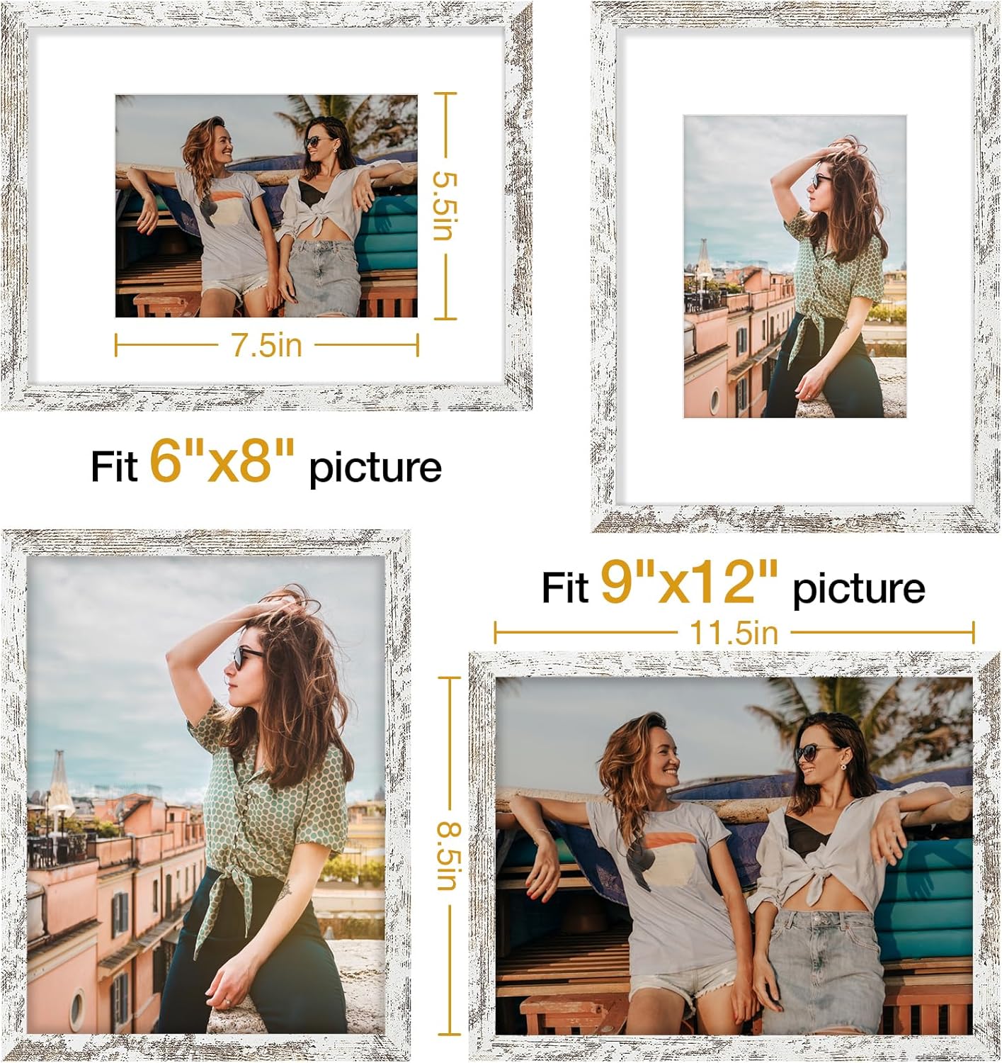 Vittanly 11x14 Picture Frame, Display Pictures 8x10 with Mat or 11x14 without Mat, Photo Frame for Wall Mounting, Black, 1 Pack - Colors B