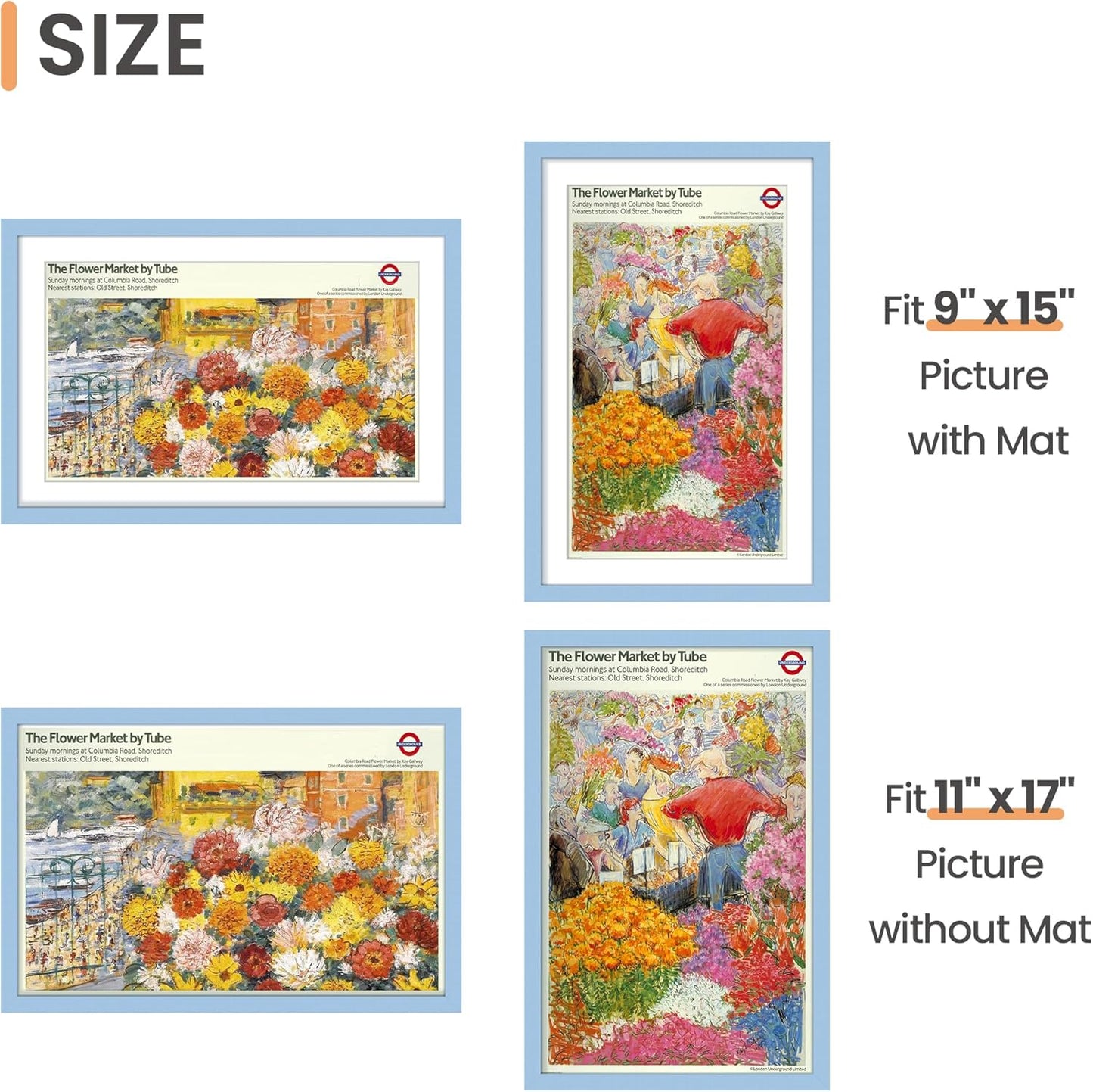 upsimples 8x10 Picture Frame, Display Pictures 5x7 with Mat or 8x10 Without Mat, Wall Hanging Photo Frame, Black, 1 Pack - Colors B