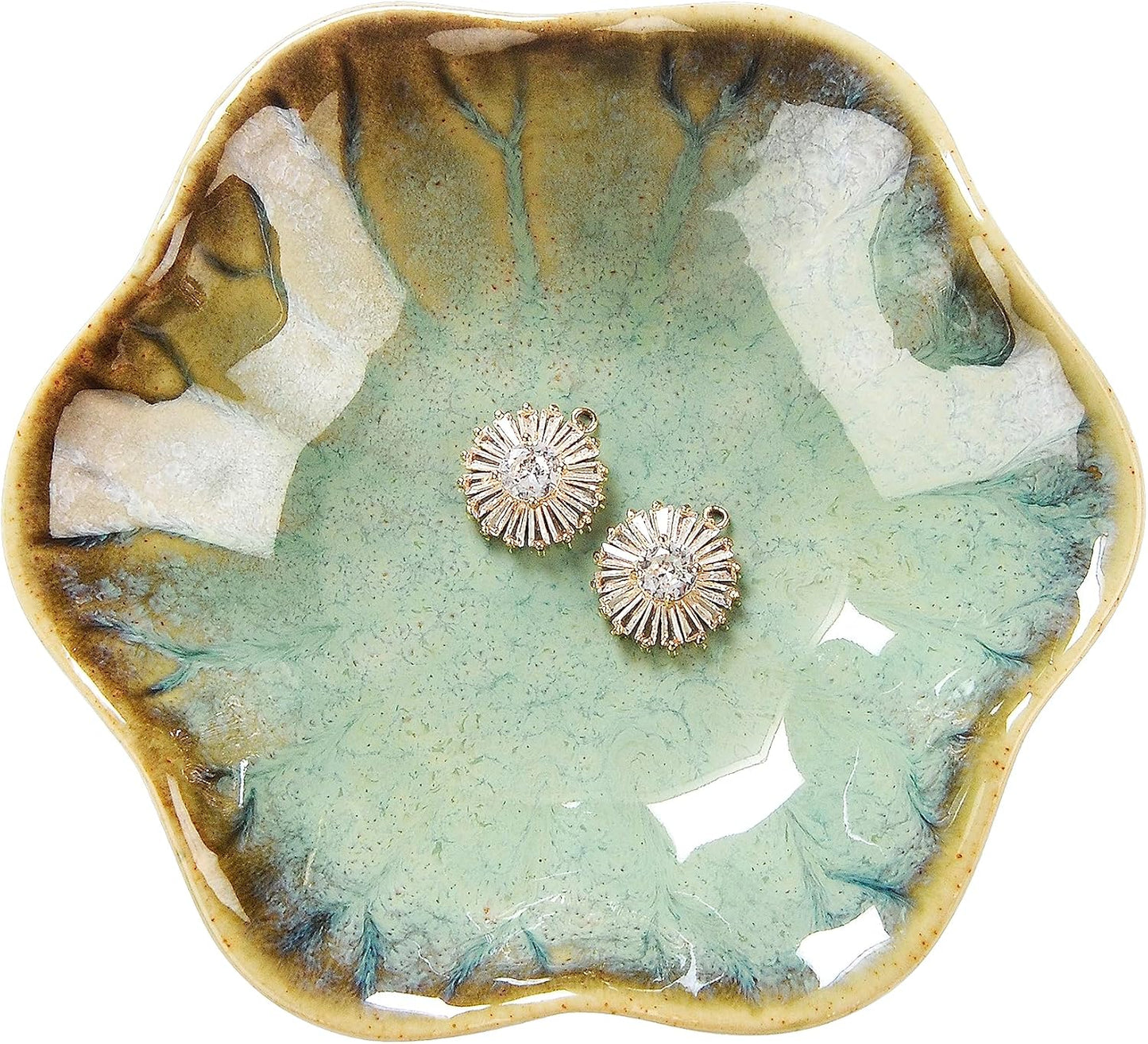 JAMEND CLXP Lotus Leaf Shape Decorative Ring Tray, Small Key Bowl, Ceramic Trinket Tray Jewelry Dish Organizing Necklace Earrings, Home Decoration for Mom Best Friend Sister, Pink.