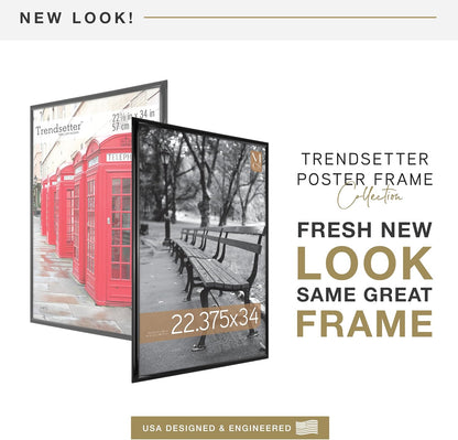 MCS Trendsetter 24x36 Poster Frame Black High-Gloss, Vertical & Horizontal Wall Hanging Large Picture Frame for Photos, Posters & Art Prints (1-Pack)