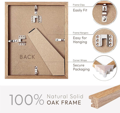 5x7 Picture Frame, Solid Oak Wood 5 x 7 Photo Frame with Mat to 4x6, 7x5 Picture Frames for Wall and Tabletop Display, (Walnut Set of 1)
