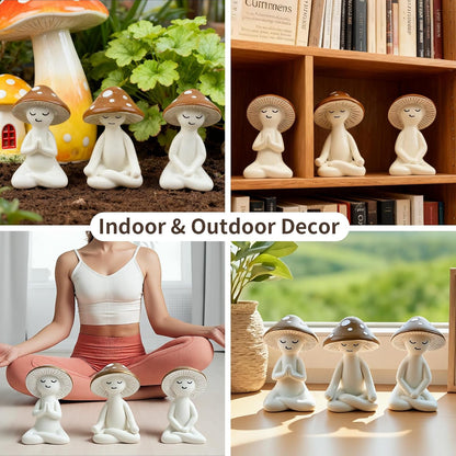 Meditation Mushroom Resin Statues – Cute Yoga Mushroom Figurines for Desk, Home, Office & Garden Decor – Zen Resin Sculptures for Living Room, Patio, Tabletop & Backyard (1 Pack, Mushroom)
