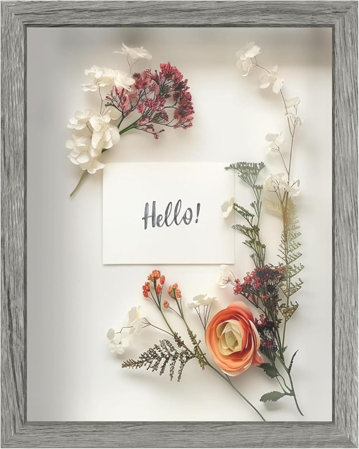 FrameWorks 11” x 14” Dark Oak Wooden Shadow Box Frame – Display Case with Soft Felt Back, Memory Box with Tempered Glass, Display Box with Elegant White Ball Push Pins, Wooden Flower Box