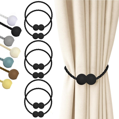 Hion Magnetic Curtain Tiebacks Black 2pcs, Curtain Tiebacks Buckles Holdbacks Holders Hooks Clip for Home Outdoor Bedroom Office Decorative Curtain