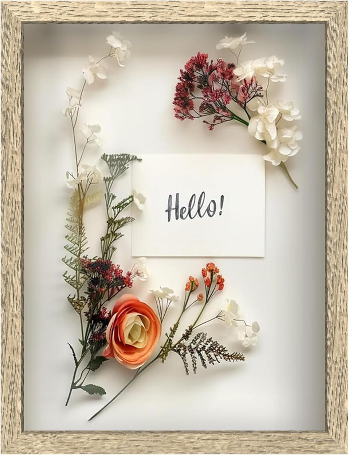 FrameWorks 11” x 14” Dark Oak Wooden Shadow Box Frame – Display Case with Soft Felt Back, Memory Box with Tempered Glass, Display Box with Elegant White Ball Push Pins, Wooden Flower Box