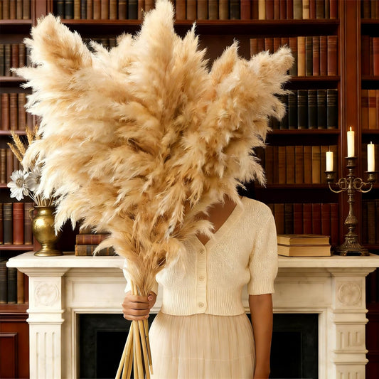 710Pcs Natural Dried Pampas Grass Decor, 9 Types Dried Flowers for Vase, Boho Pampas Bouquet for Wedding, Party, Centerpiece Table, Modern Home, Western Living Room, Nursery, Farmhouse Decor 17''
