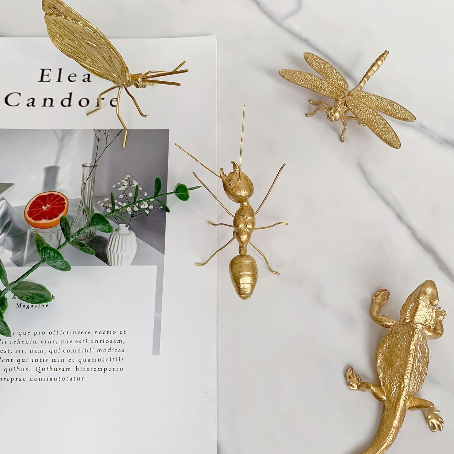 Gold Butterfly Sculpture Solid Metal Insect Ornament Mini Butterfly Figurine for Home Office Garden Desktop Decor