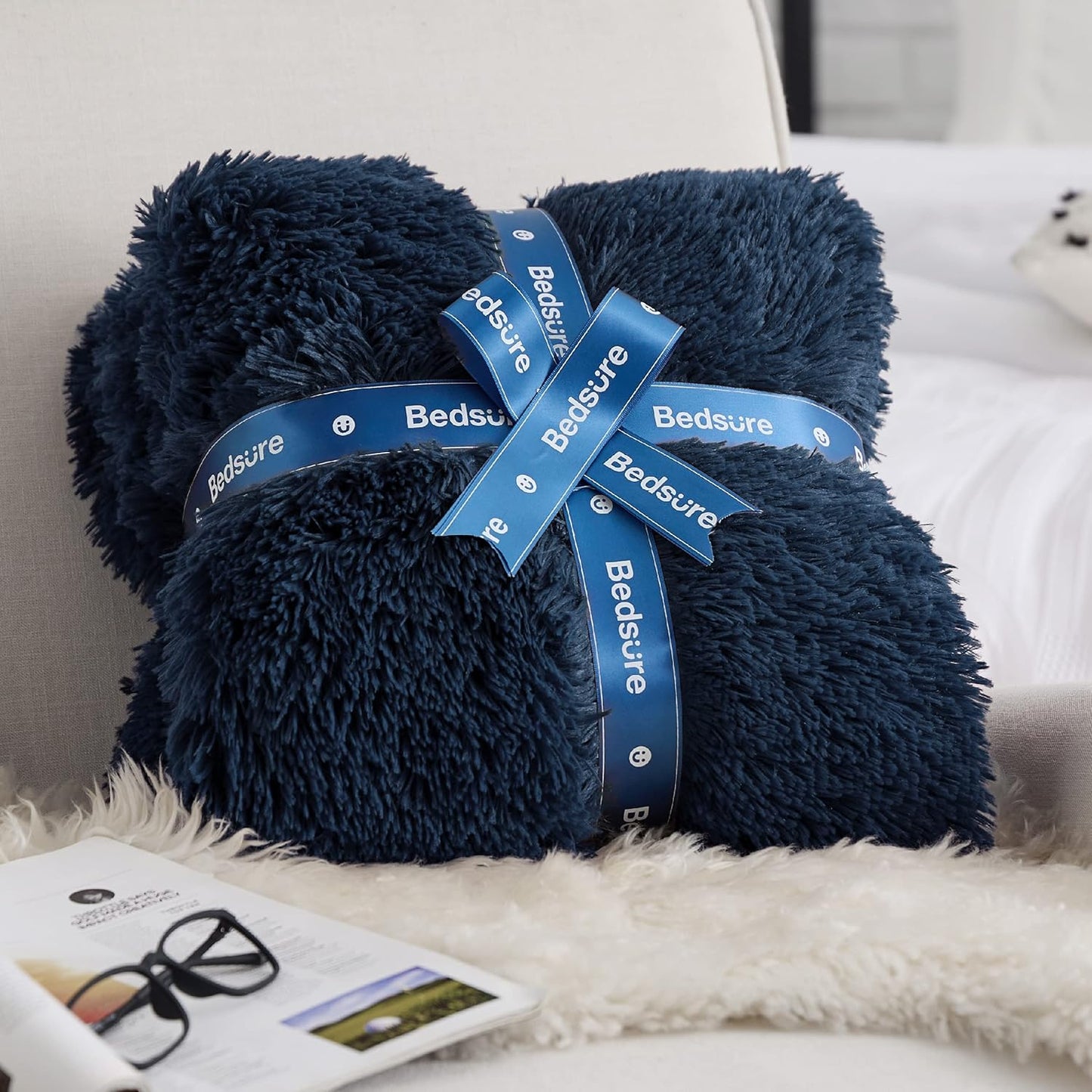 Bedsure GentleSoft Fluffy Fuzzy Faux Fur Throw Blanket for Couch, Soft Sherpa Fleece Cozy Gifts for Women, Plush Bed Blanket Room Decor for Men, Thick Warm Minky Teen Gifts Winter Bedding