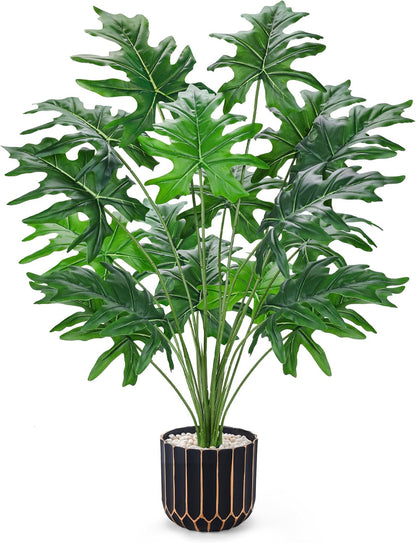 Der Rose 28'' Fake Plants Tall Artificial Monstera Faux Plants Indoor Outdoor Tree for Living Room Home House Decor