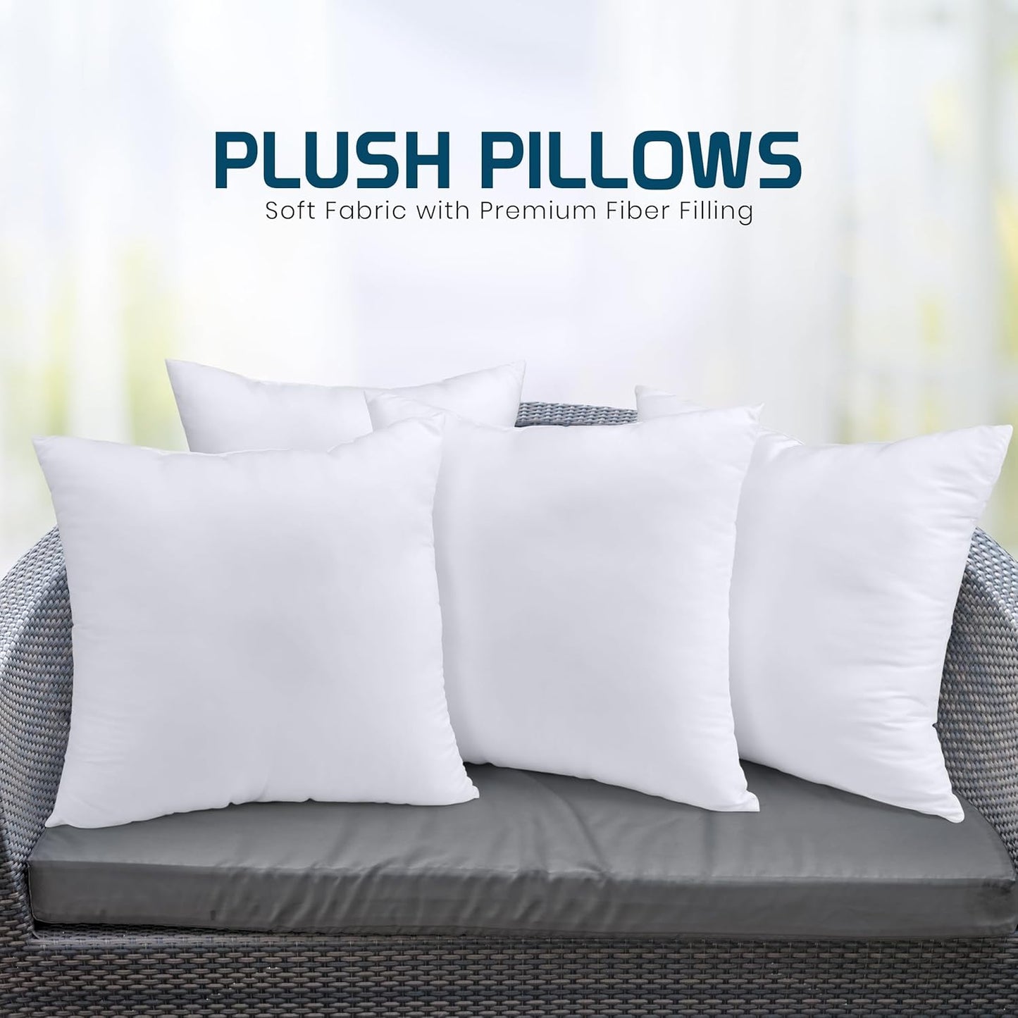 Utopia Bedding Throw Pillows (Set of 4, White) – 16 x 16 Inches Down Alternative Pillows for Bed, Sofa, and Couch - Fluffy Decorative Stuffer Pillow for Indoors & Outdoors