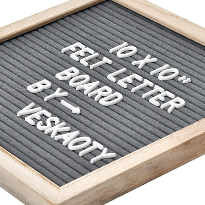 Felt Letter Board with 294 Letters, Numbers & Symbols - 10 x 10 inch Changeable Message Board with Wooden Frame Wall Mount Hook, Black & Wood