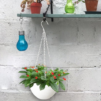 Srmayyi 4 Pack 8 inch Plastic Self Watering Hanging Planters,Round Hanging Basket Planter with Drainer and Metal Chain,White Garden Flower Plant Pot Container for Indoor Outdoor Plants