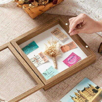 8x10 Deep Shadow Box Picture Frame Display Case with Linen Back and Stand,Real Glass Black Shadow Memory Box Frame 8x10 for Flower Baby Pet Wedding Photo Art Craft Memorial Wall Decor Gift