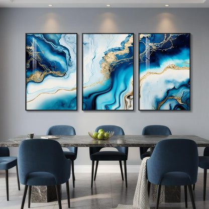 Large Framed Abstract Nature Landscape Wall Art for Living Room, Set of 3 Modern Canvas Prints Paintings Artwork for Walls, Green Lake Pictures for Hallway, Dining Room, Office Wall Decor 24x36 Inch