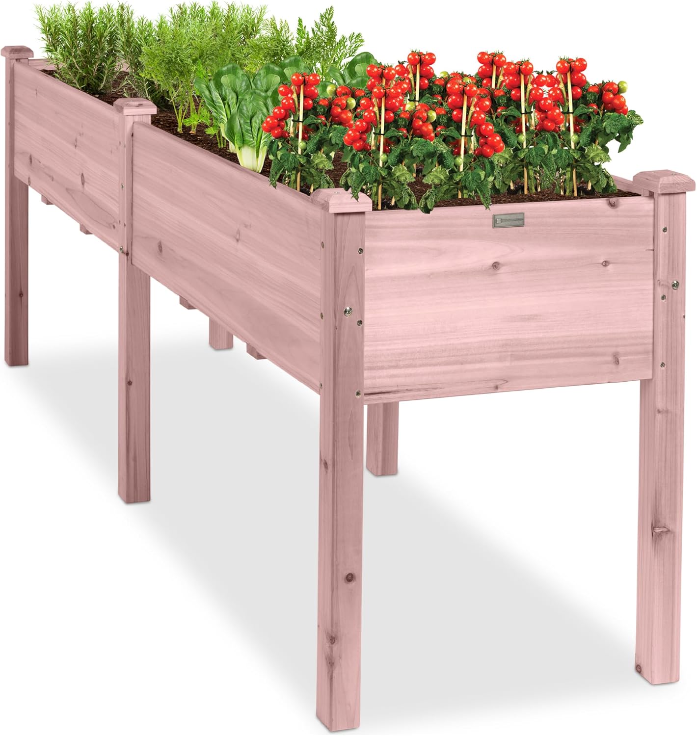 Best Choice Products 72x24x30in Raised Garden Bed, Elevated Wood Planter Box Stand for Backyard, Patio, Balcony w/Divider Panel, 6 Legs, 300lb Capacity - Natural