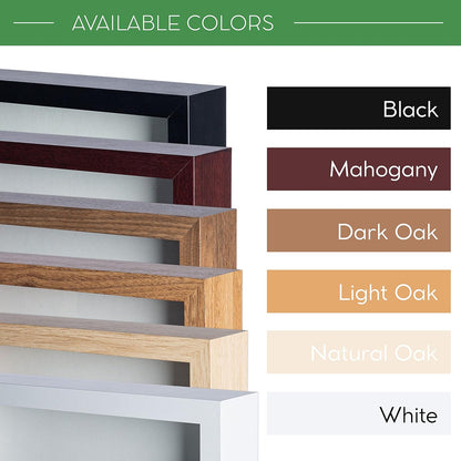 FrameWorks 11” x 14” Dark Oak Wooden Shadow Box Frame – Display Case with Soft Felt Back, Memory Box with Tempered Glass, Display Box with Elegant White Ball Push Pins, Wooden Flower Box