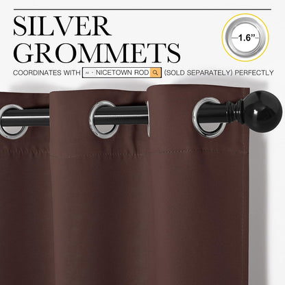 NICETOWN Halloween Pitch Black Solid Thermal Insulated Grommet Blackout Curtains/Drapes for Bedroom Window (2 Panels, 42 inches Wide by 63 inches Long, Black) - Colors E