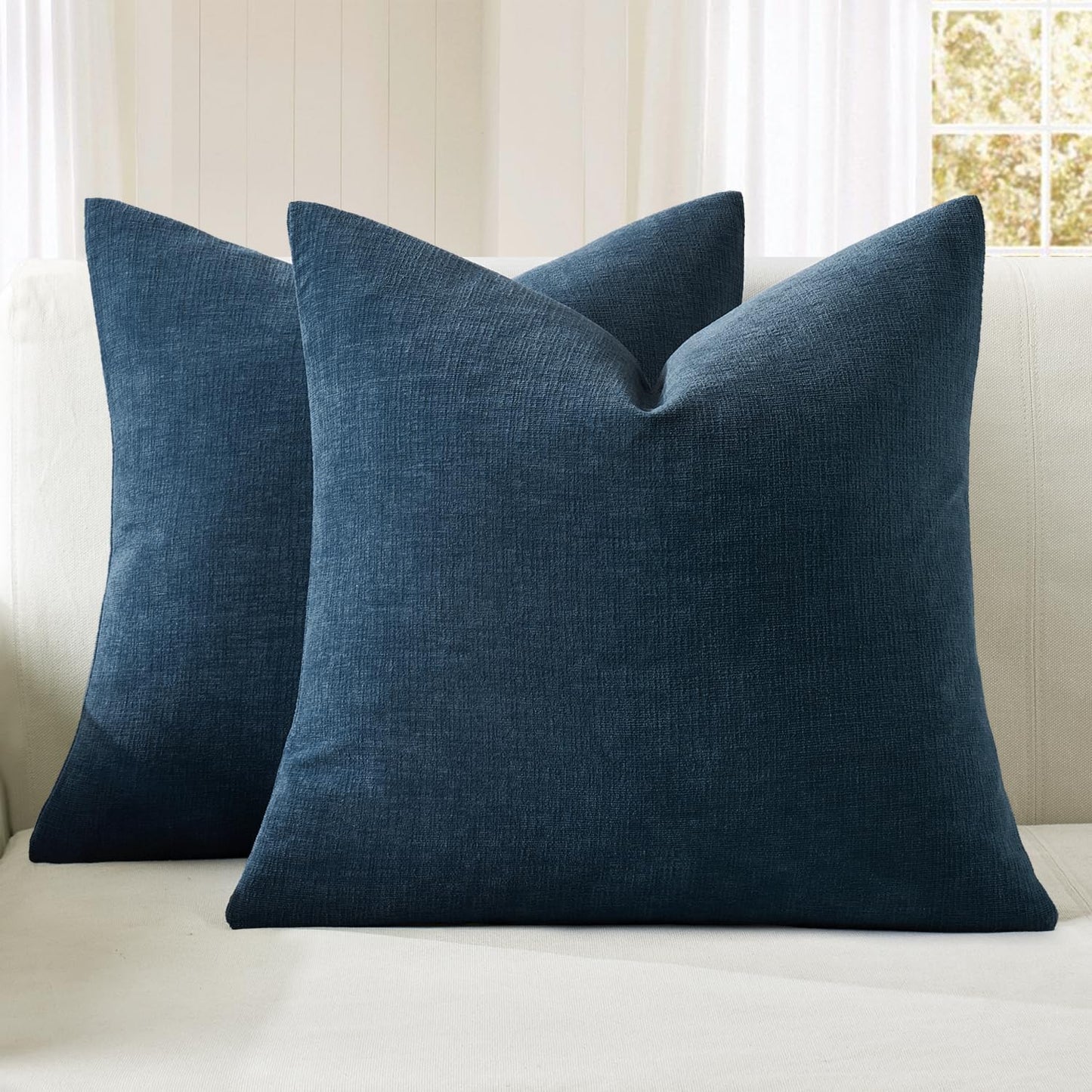 MIULEE Olive Green Couch Pillow Covers 18x18 Inch, Set of 2 Soft Chenille Decorative Square Throw Pillow Covers Farmhouse for Sofa Living Room Bed