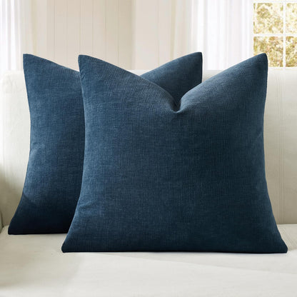 MIULEE Olive Green Couch Pillow Covers 18x18 Inch, Set of 2 Soft Chenille Decorative Square Throw Pillow Covers Farmhouse for Sofa Living Room Bed