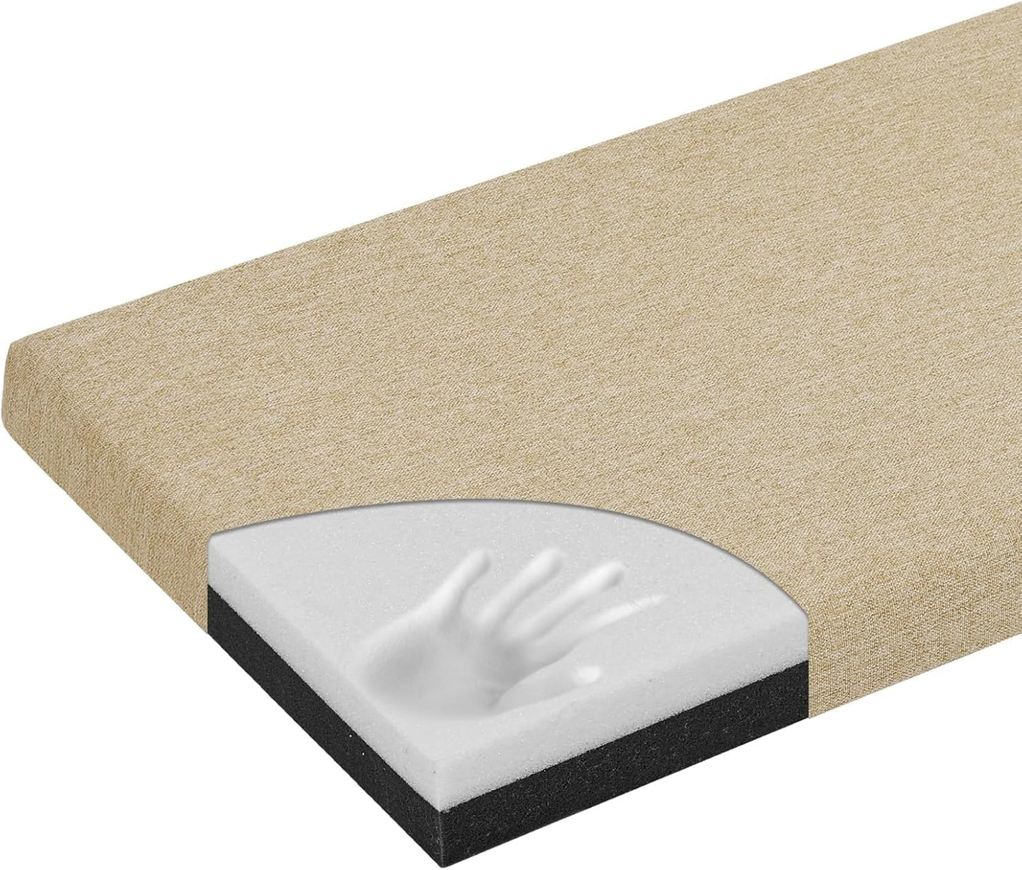 baibu 48 Inch Bench Cushion, Dual-Layer Design Memory Foam Indoor Bench Cushion, Non-Slip Standard Size Rectangle Seat Pad with Ties, 48x16x2Inch, Beige