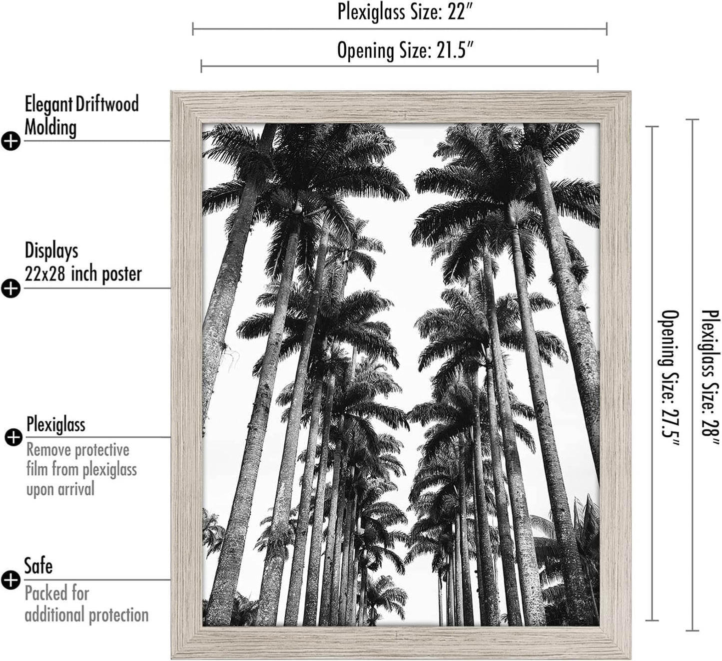 Americanflat 16x20 Picture Frame with Polished Plexiglass - Black Picture Frame - Wide Photo Frames Made of Engineered Wood for Vertical or Horizontal Wall Display - Epic Collection - Black - Colors A