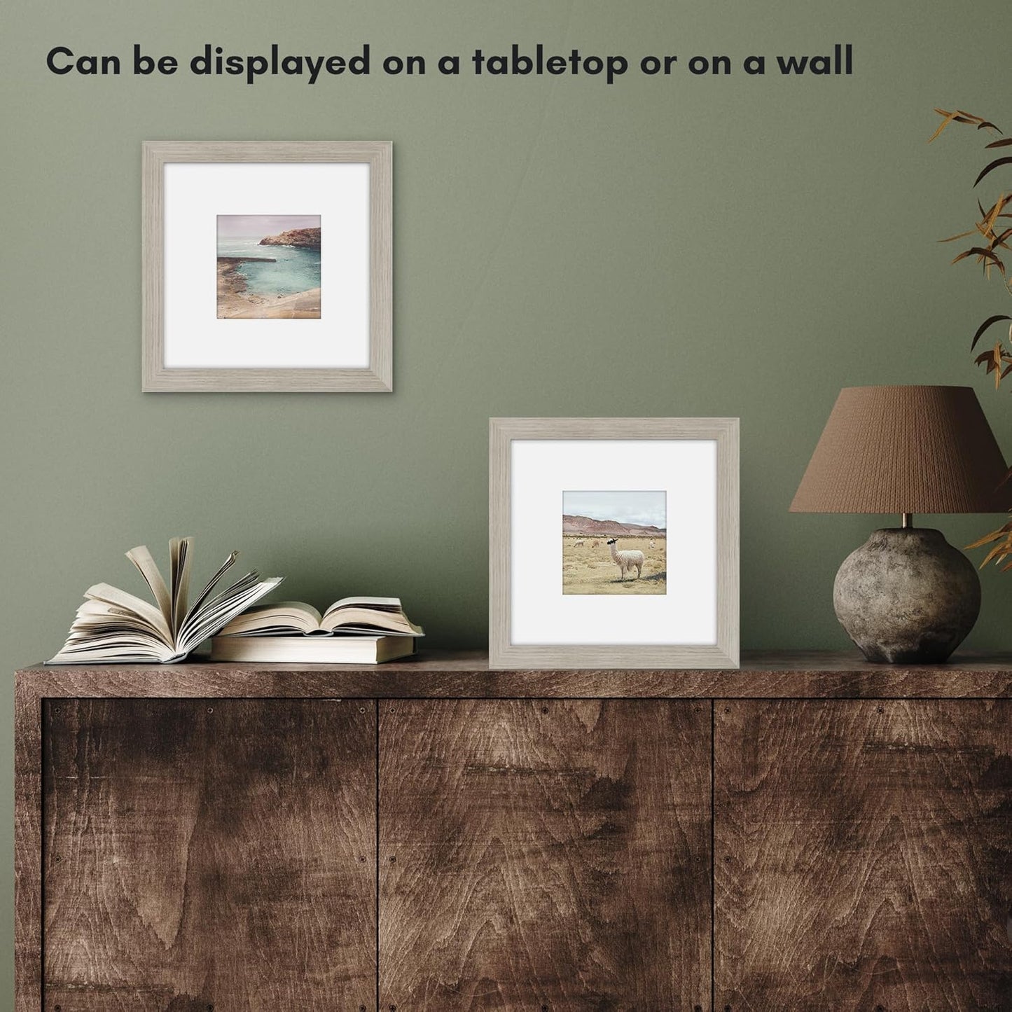 Americanflat 8x10 Picture Frame with Shatter-Resistant Glass - Use as 5x7 Frame with Mat or Display 8x10 Photo Without Mat - Signature Collection - Picture Frames for Tabletop and Wall Display - Black