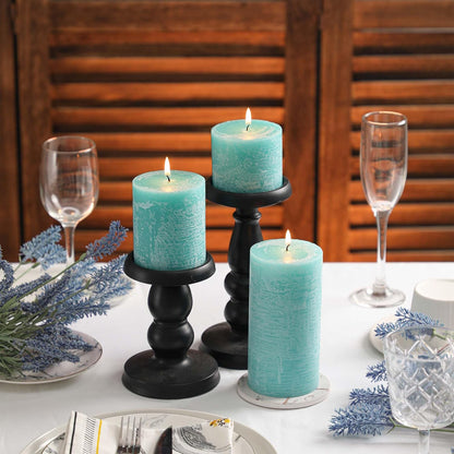3x6 Inch Sage Green Pillar Candles Set of 3 - Unscented Spring, Long Clean Burning, Large Smokeless Dripless for Home Decor, Dinner Table, Bathroom, Rustic Decor