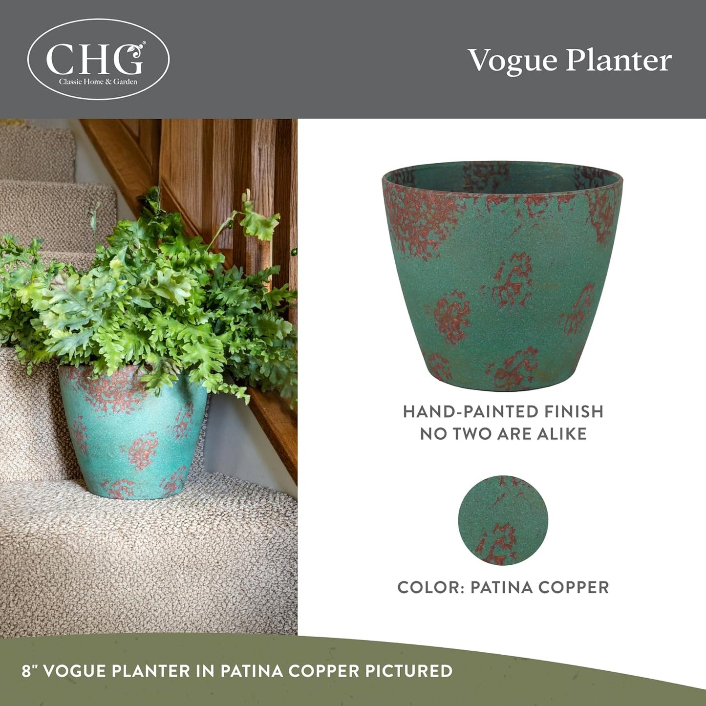 Classic Home and Garden Premiere Collection Planter, Vogue 8", Indigo