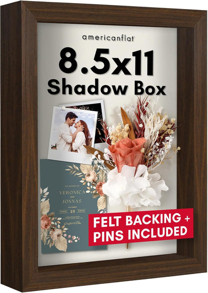 Americanflat 12x16 Shadow Box Frame with Polished Plexiglass - Silhouette Collection - Large Shadow Box Display Case for Tabletop and Wall Display - Black with Soft Felt Back