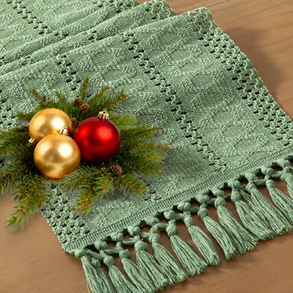 Socomi Boho Table Runner Summer Farmhouse Rustic Dining Kitchen Centerpiece Decor Small Macrame Woven Cotton Linen Coffee Table Runner for Dresser Scarf Home Decor 12x36 inch Beige