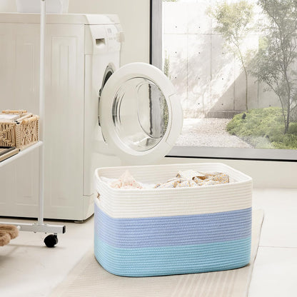 Artfeel Blanket Basket,Rectangle Woven Baskets for Storage,65L Laundry Basket for Decorative Nursery Blanket,Toys,Dirty Clothes and Magazine in Shelves,Baby Room,and Living Room