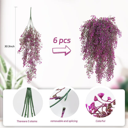 RECUTMS Fake Hanging Plants Artificial Ferns for Outdoor Hanging Faux Plants Vine Ivy Faux Fern Hanging Vines Wall Plants for Home Garden Party Wedding Decor (White 4P)