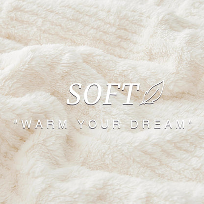 EXQ Home Fleece Throw Blanket for Couch or Bed - 3D Imitation Turtle Shell Jacquard Decorative Blankets - Cozy Soft Lightweight Fuzzy Flannel Blanket Suitable for All Seasons(50"×60",Beige)