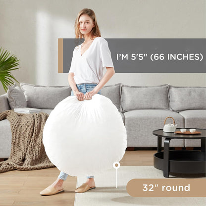 Codi Large Meditation Cushions – Round Floor Pillows for Adults with Removable Washable Cover, Soft and Supportive Floor Cushion for Yoga, Seating and Dog Bed, 32 inch - Grey