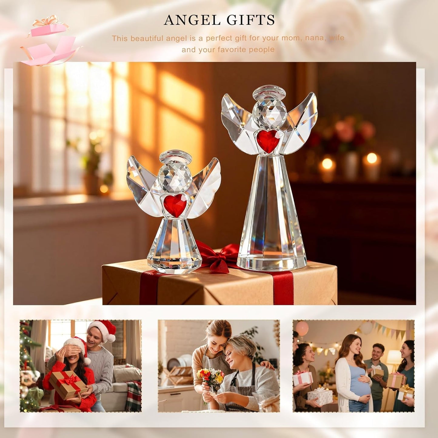 HDCRYSTALGIFTS 3.3'' Crystal Bird Figurine Collectible Art Glass Animal Figurines Table Home Decor Paperweight Valentine’s Day for Women