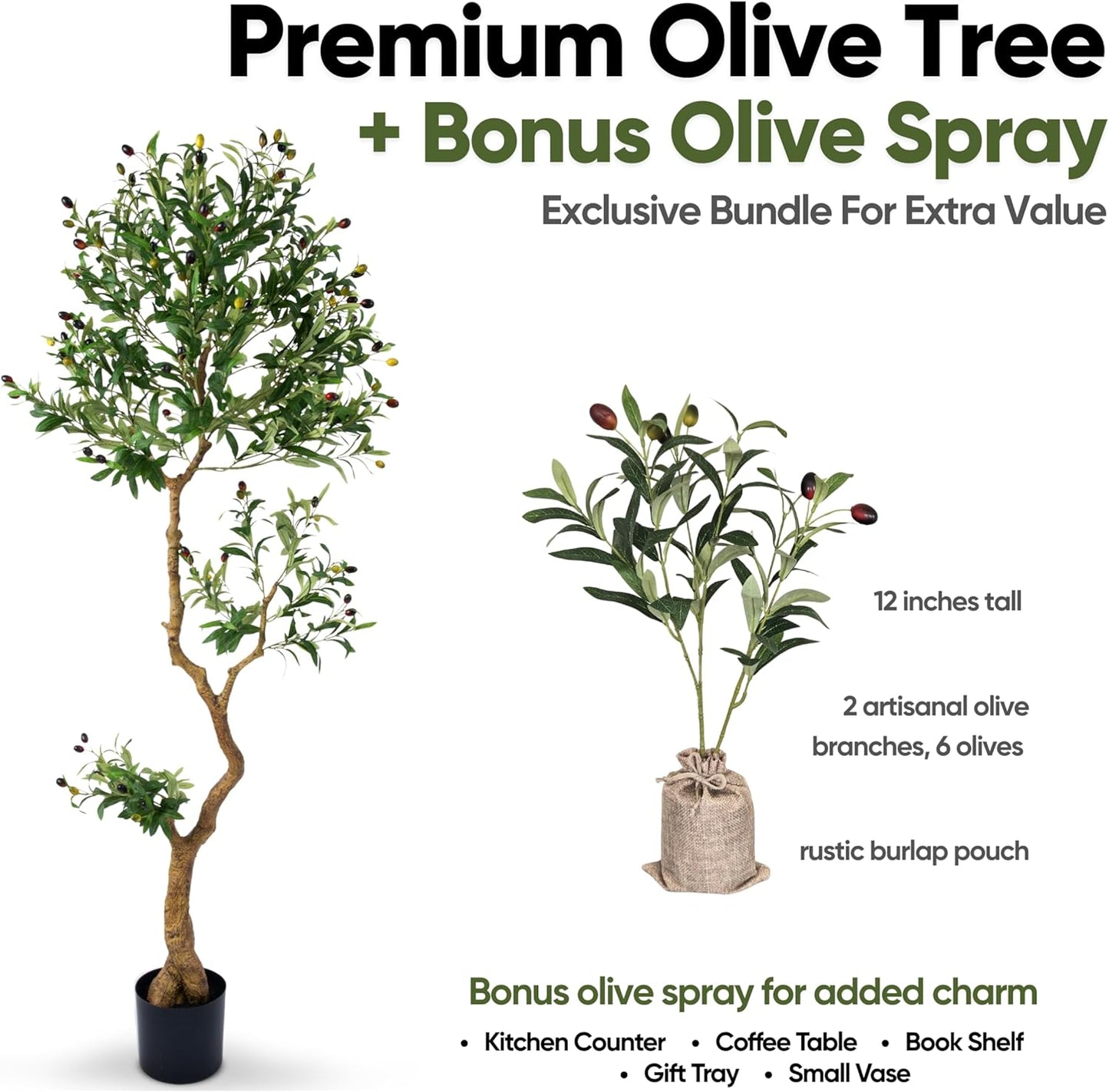 Fake Olive Tree 6.0 Feet – Artificial Plants Indoor, Faux Olive Tree, Fake Tree for Home Decor, Faux Trees Indoor for Living Room, Office, Bedroom – Tall Artificial Trees for Home, Designer Tree
