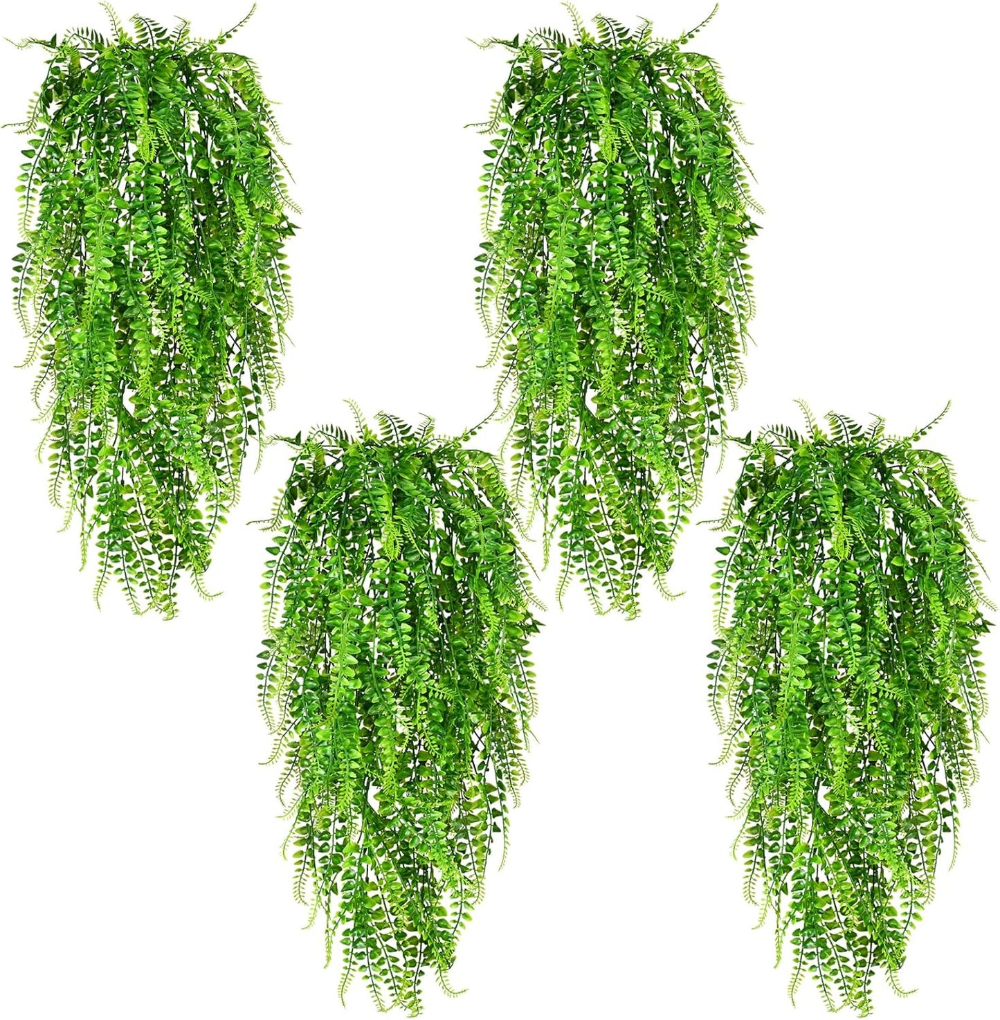 Waipfaru 4Pcs Fake Hanging Plants 2.7ft Fake Plants Eucalyptus Leaves UV Resistant Fake Vines Ivy Artificial Plants Outdoor Faux Plants Indoor Bedroom Living Room Boho Wall Porch Shelf Decor