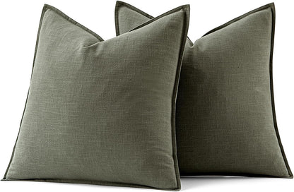 MIULEE Decorative Linen Euro Sham Pillow Covers 26x26 Cream White Boho Farmhouse Neutral Couch Throw Pillows for Bed Pack of 2 Accent Modern Pillowcase Sofa Livingroom Home Decor