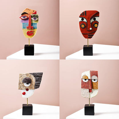 Wink - Handcrafted Statues Resin Abstract Sculpture for Home Decor Modern,African Art Tribal Figurines Decorations Items Accents Influencer Picks for Bookshelf,TV Stand,Living Room,Nightstand