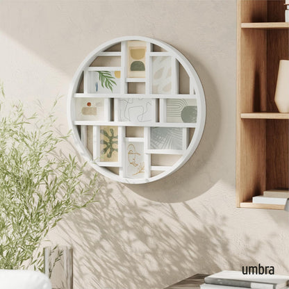 Umbra Luna Collage Picture Frame Holds Nine 4x6" Photos, Large 22-Inch Diameter, Black