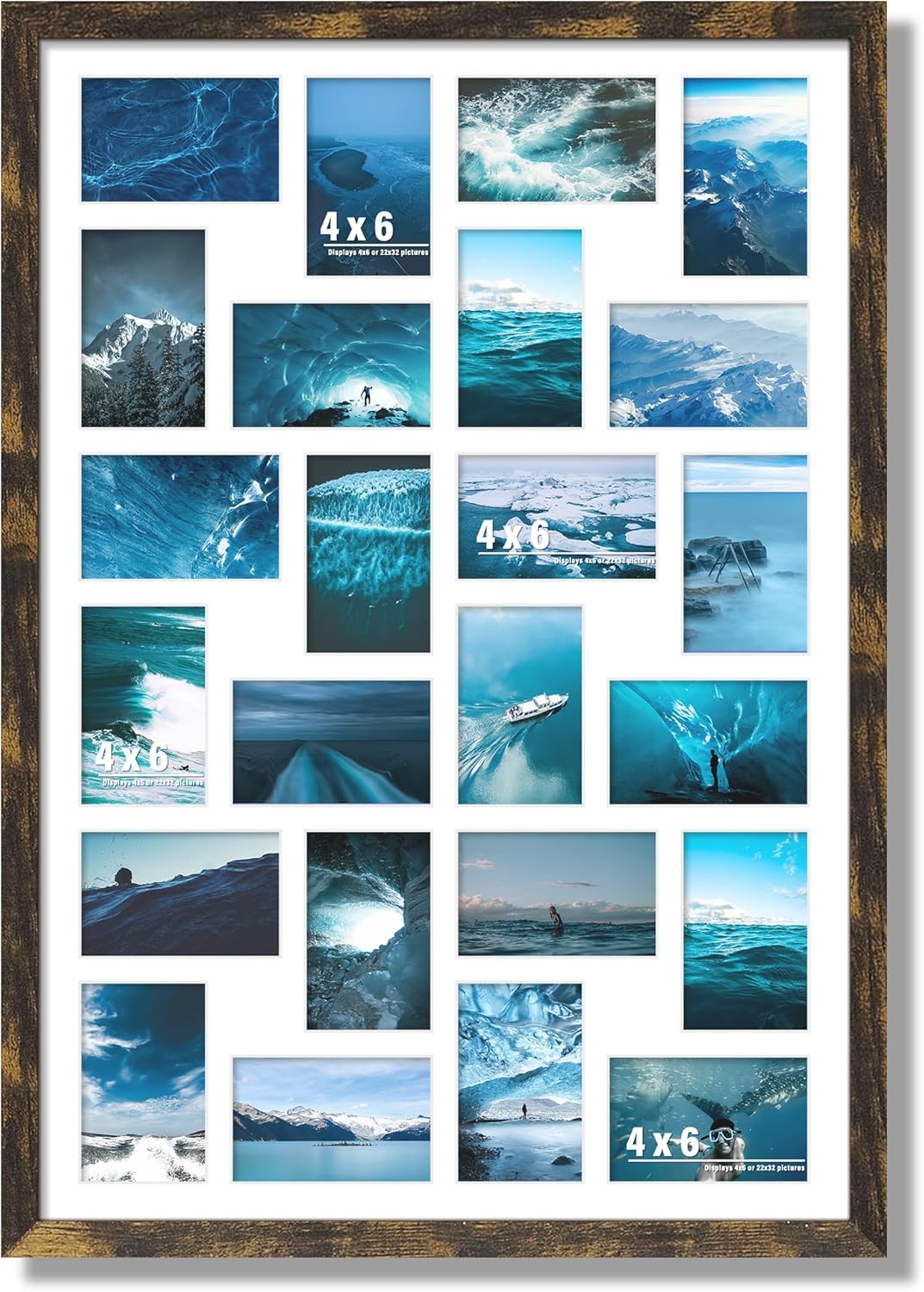 DUENPY 14x26 Collage Picture Frame 4x6 Collage Picture Frame Displays Twelve 4x6 inch Photos Available Horizontal Wall Mounting Display and Vertical Black - Colors B